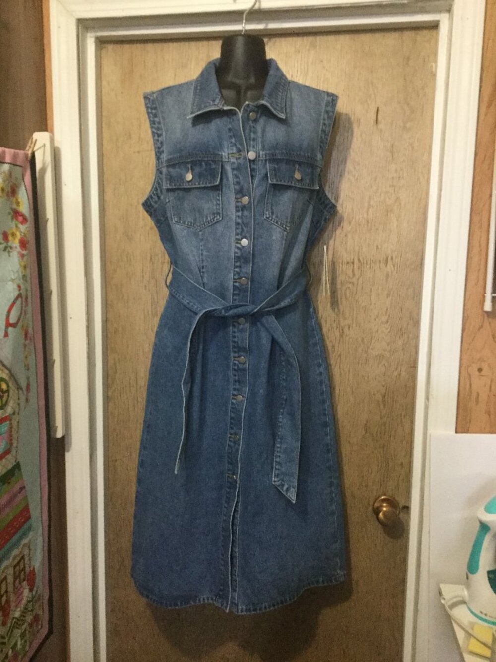 NWT Standard Grace midi denim dress button front measures 19 inches pit to pit